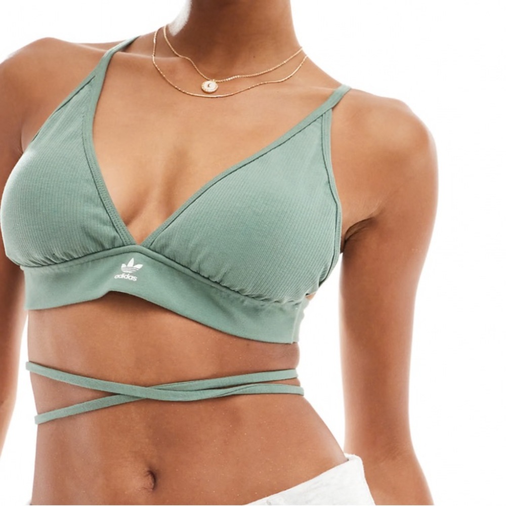 Adidas Green Wrap-Style Bralette with Criss-Cross Detail